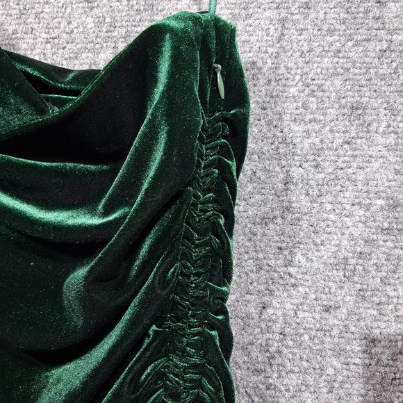 House of Harlow 1960 Green Velvet‎ Ruched One Shoulder Bodycon Dress Large - Picture 10 of 12